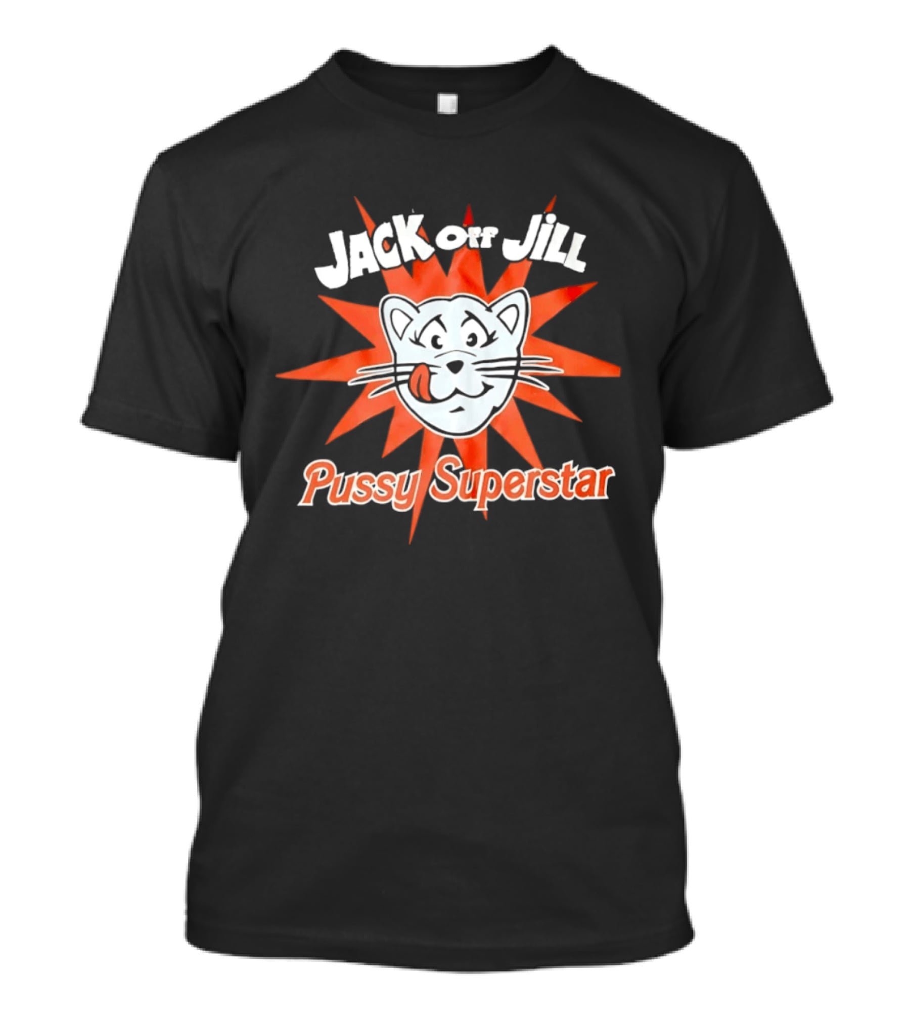 Jack Off Jill Pussy Superstar Retro Cat Face Sunburst T-Shirt