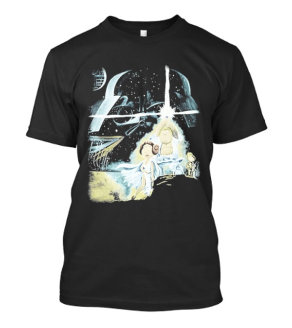 Star Wars Family Guy Princess Leia Lightsaber Spaceship Moon T-Shirt