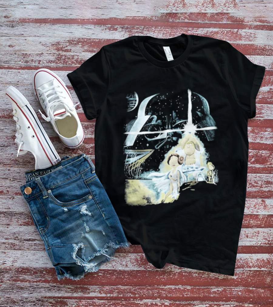 Star Wars Family Guy Princess Leia Lightsaber Spaceship Moon T-Shirt