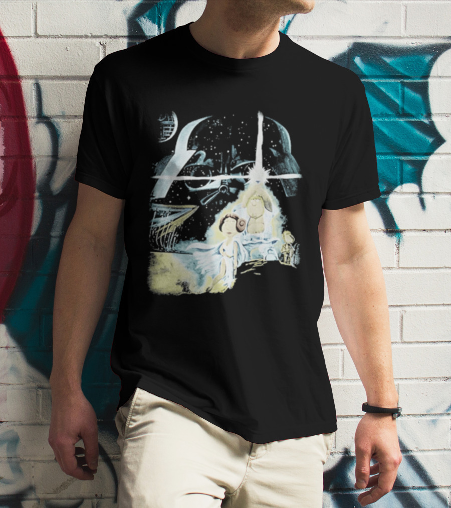 Star Wars Family Guy Princess Leia Lightsaber Spaceship Moon T-Shirt