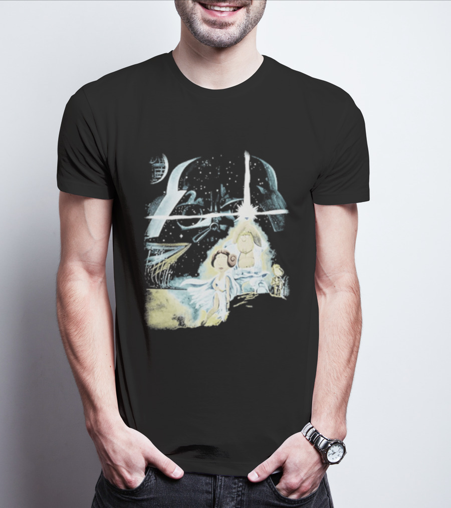 Star Wars Family Guy Princess Leia Lightsaber Spaceship Moon T-Shirt