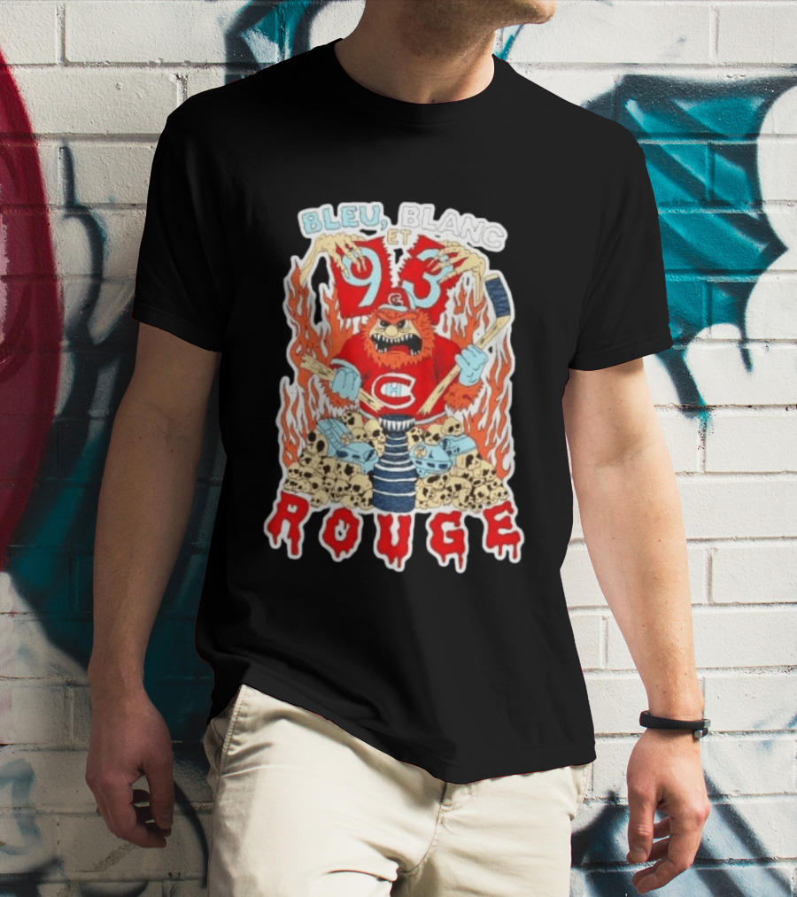 Bleu Blanc Et Rouge 93 Canadiens Hockey Monster T-Shirt