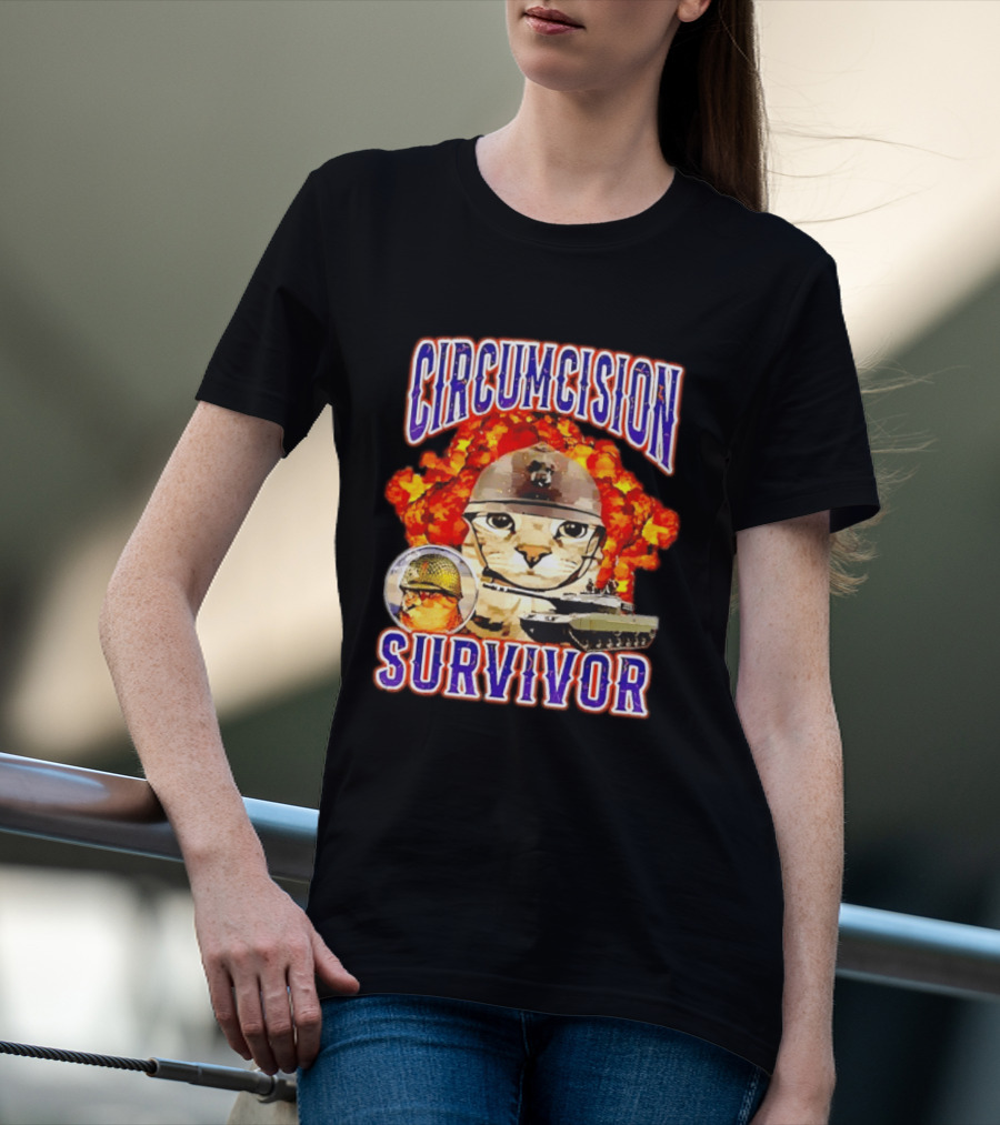 Circumcision Survivor Cat Explosion Tank Helmet T-Shirt