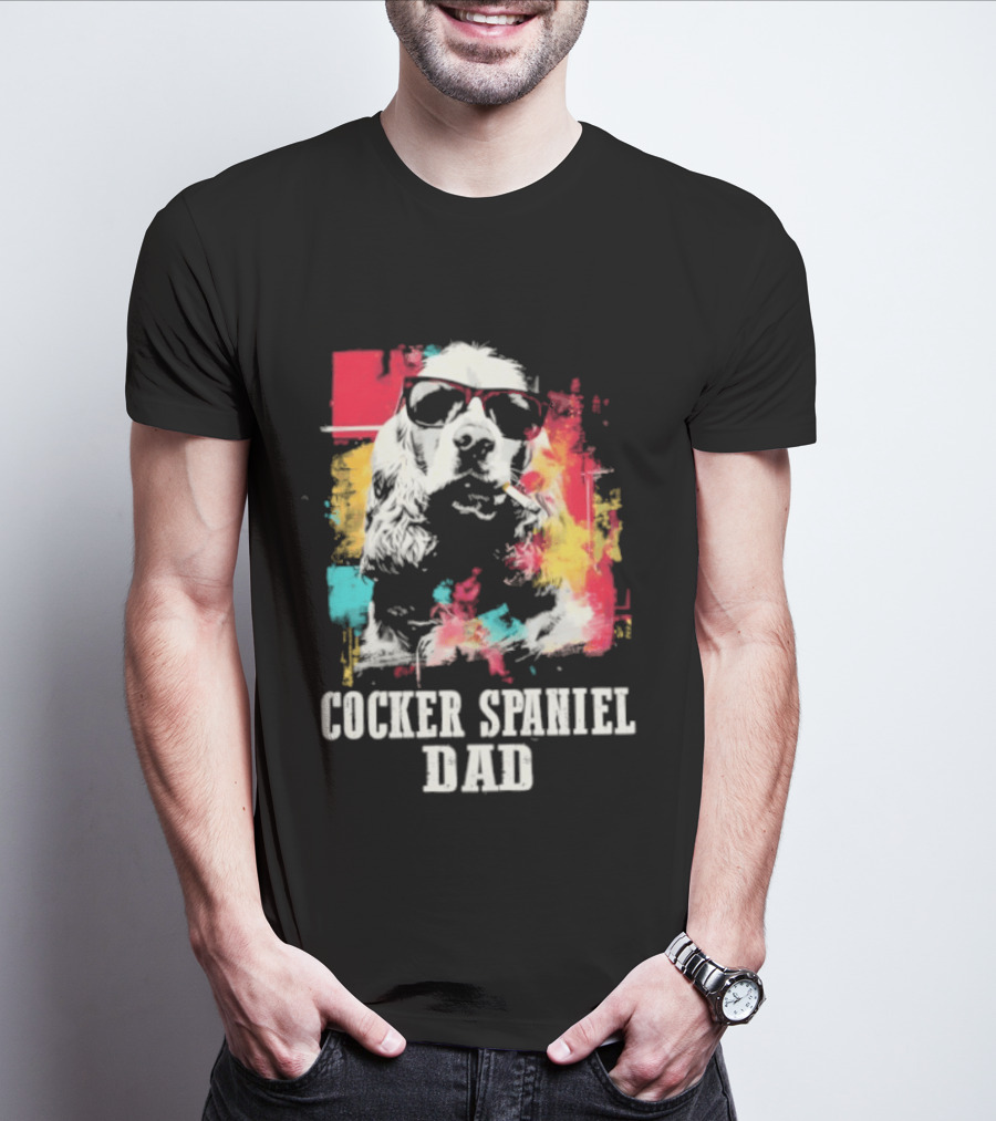 Cocker Spaniel Dad Colorful Sunglasses Father's Day 2026 T-Shirt