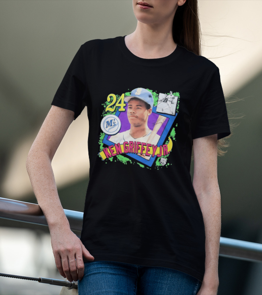 Ken Griffey Jr 24 Seattle Mariners Baseball Card Retro Topps 75 M's T-Shirt