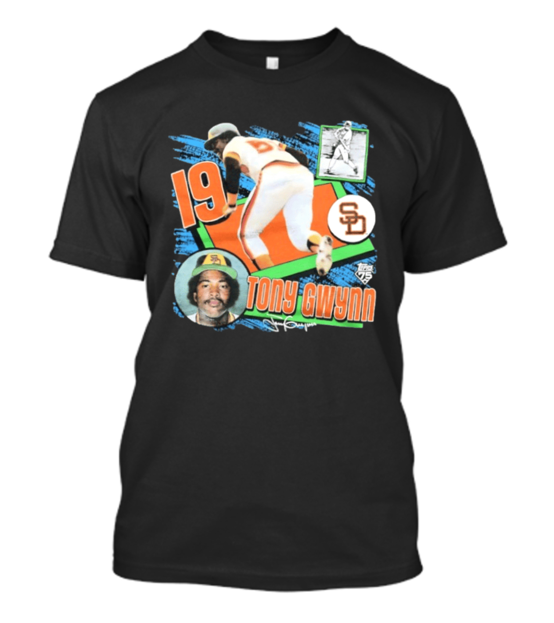 San Diego Padres 19 Tony Gwynn Vintage Baseball Card Topps 75 T-Shirt
