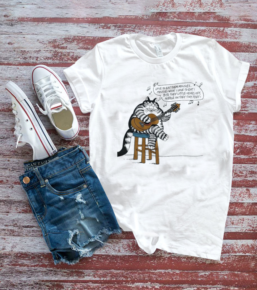 Cat Cartoon Love To Eat Them Mousies Bite Their Little Heads Off Melody T-Shirt
