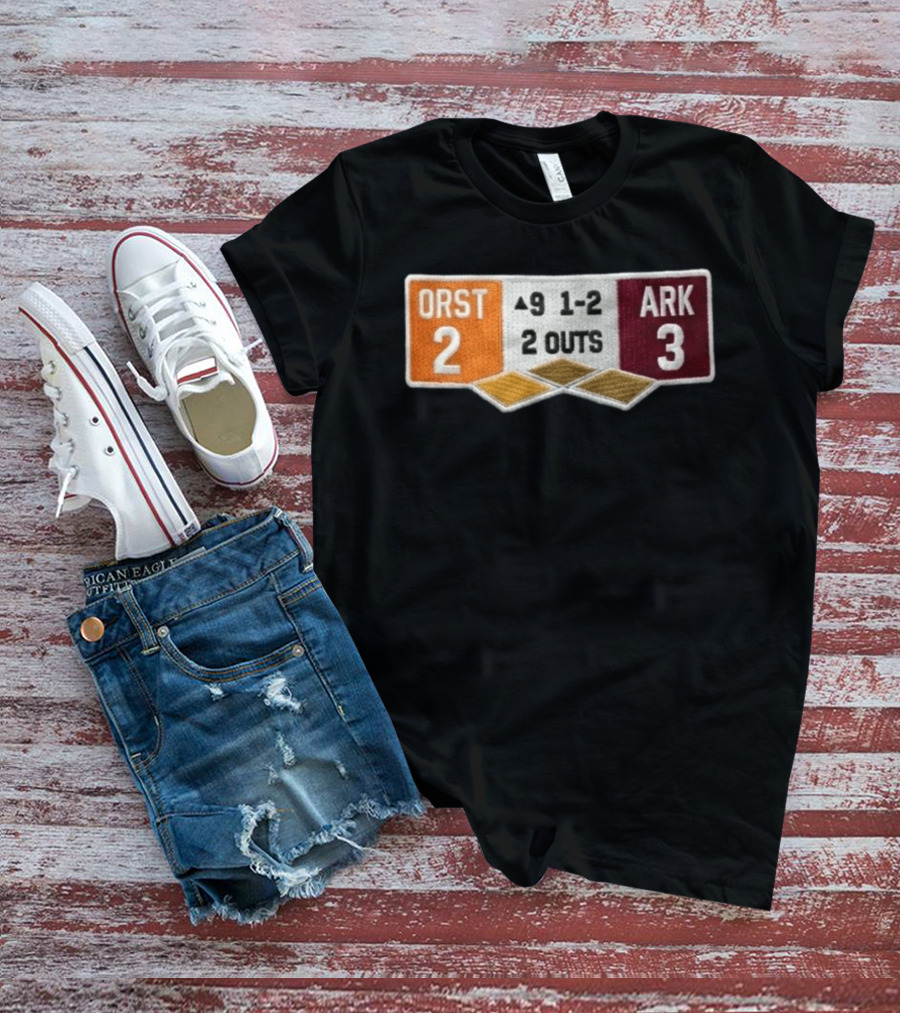 ORST 2 ARK 3 Scoreboard 9 1 2 2 Outs Baseball Patch T-Shirt