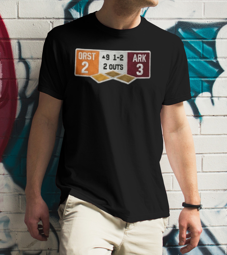 ORST 2 ARK 3 Scoreboard 9 1 2 2 Outs Baseball Patch T-Shirt