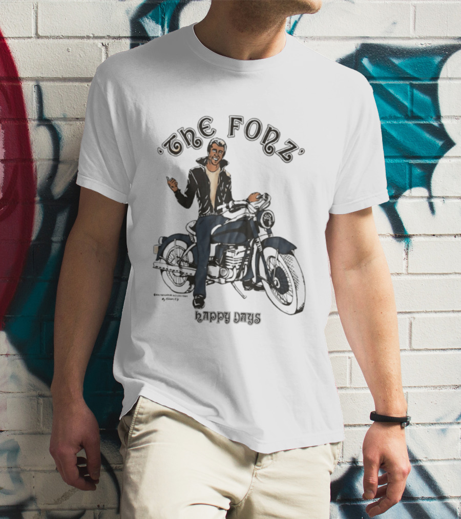 The Fonz Happy Days Motorcycle Coolness Retro 70s Vibes T-Shirt