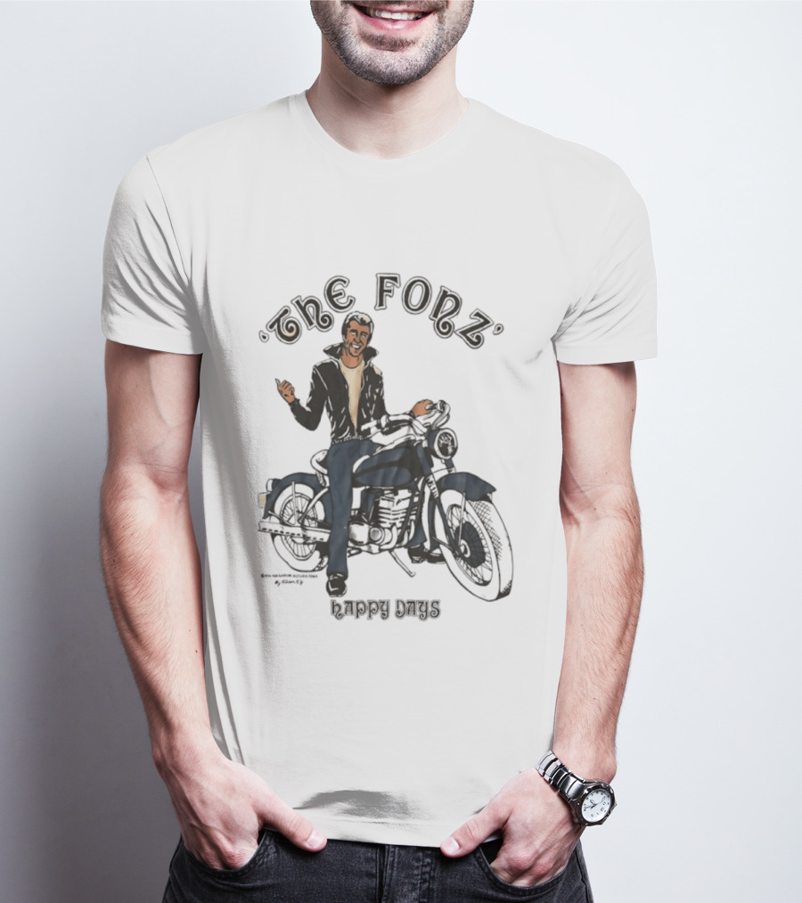The Fonz Happy Days Motorcycle Coolness Retro 70s Vibes T-Shirt