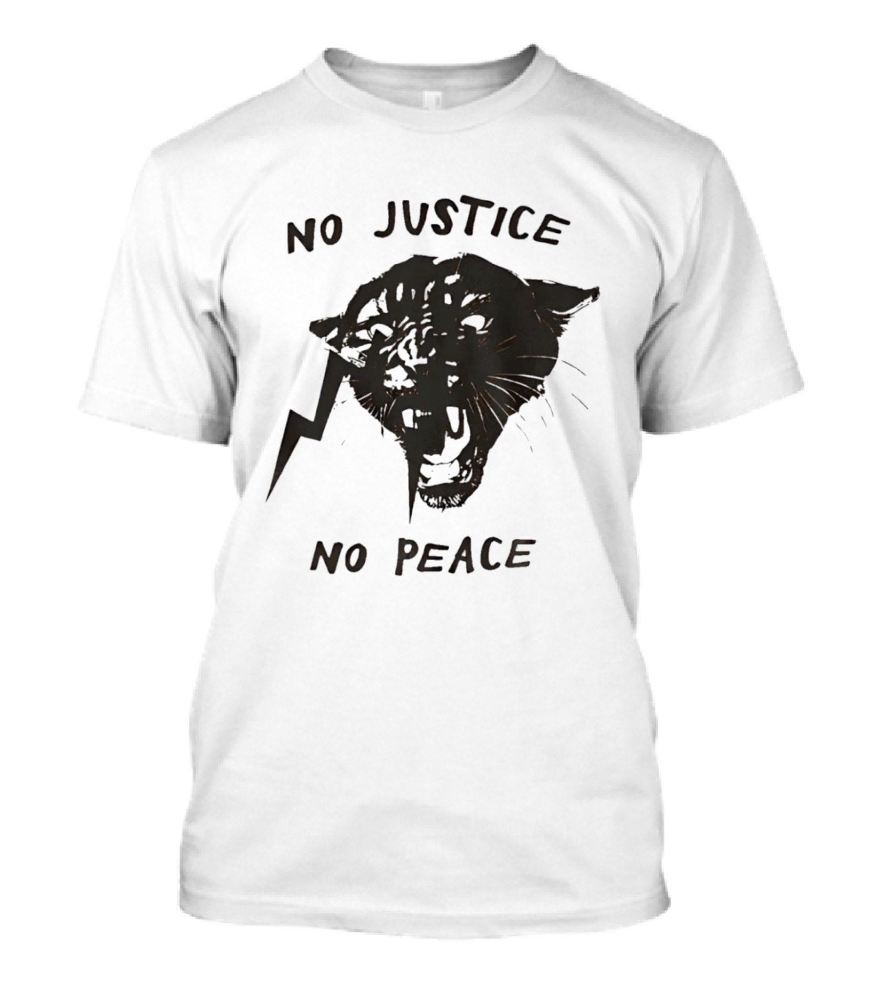 No Justice No Peace Black Panther Roaring Face T-Shirt