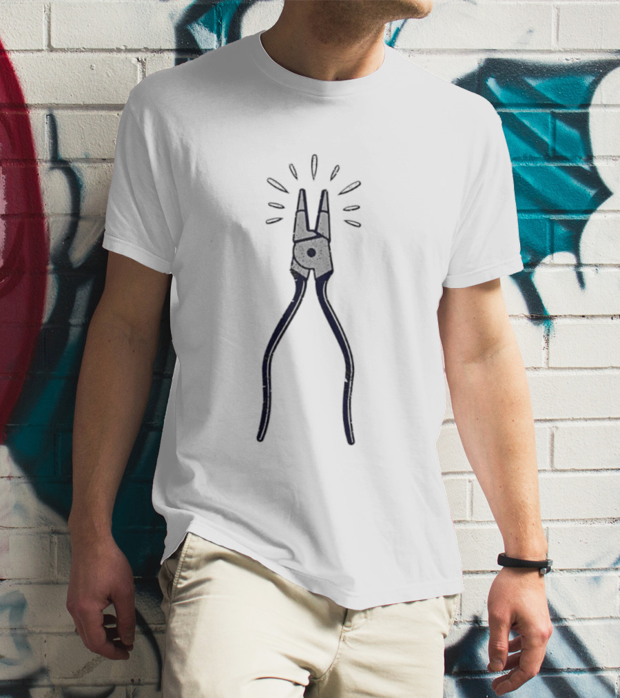 Pliers Mechanic Electrician Plumber Construction Worker DIY Handy Tool Drawing T-Shirt