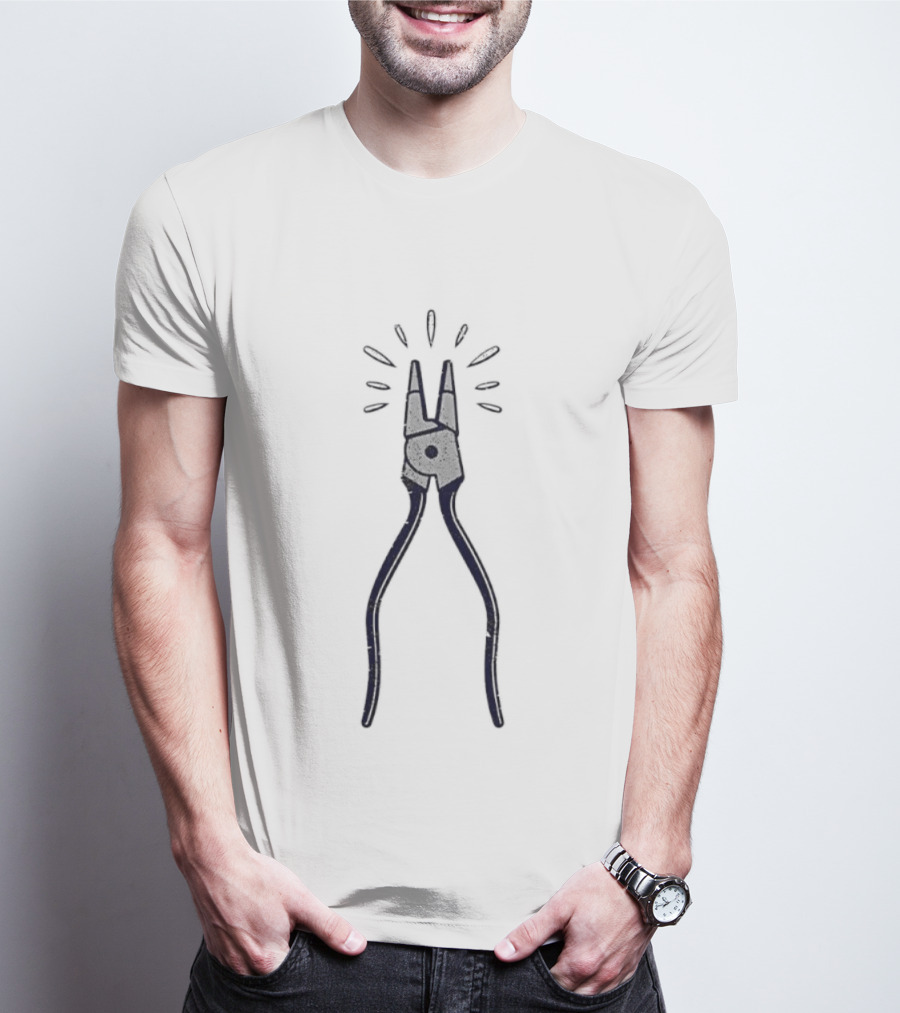 Pliers Mechanic Electrician Plumber Construction Worker DIY Handy Tool Drawing T-Shirt