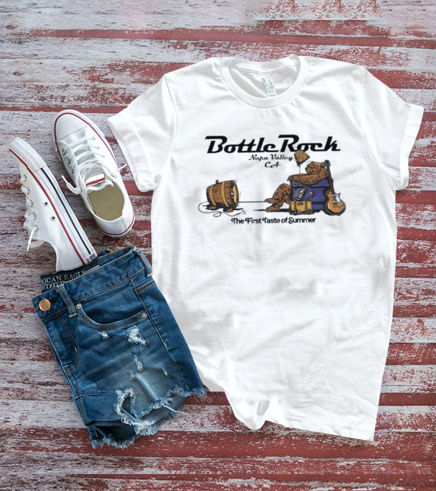 BottleRock Napa Valley 2026 Lineup Bear Relaxing With Guitar And Keg T-Shirt