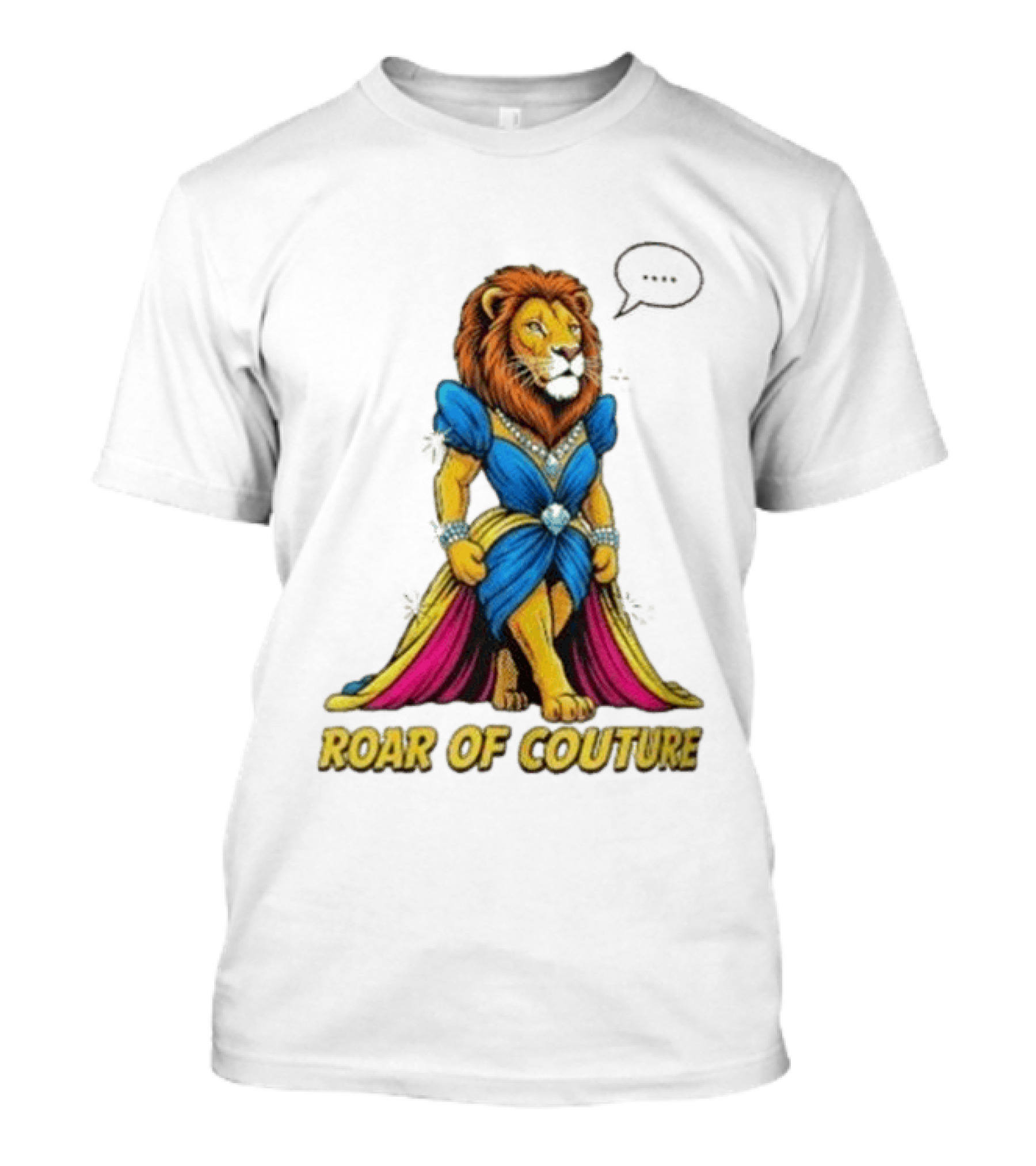 Roar Of Couture Elegant Lion In Royal Blue Gown T-Shirt