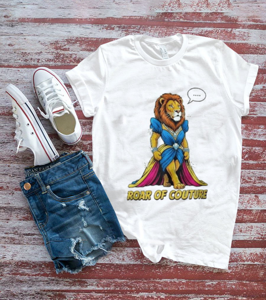 Roar Of Couture Elegant Lion In Royal Blue Gown T-Shirt