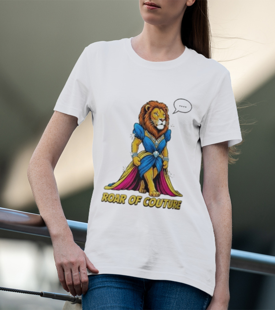 Roar Of Couture Elegant Lion In Royal Blue Gown T-Shirt