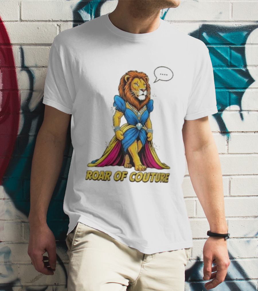 Roar Of Couture Elegant Lion In Royal Blue Gown T-Shirt