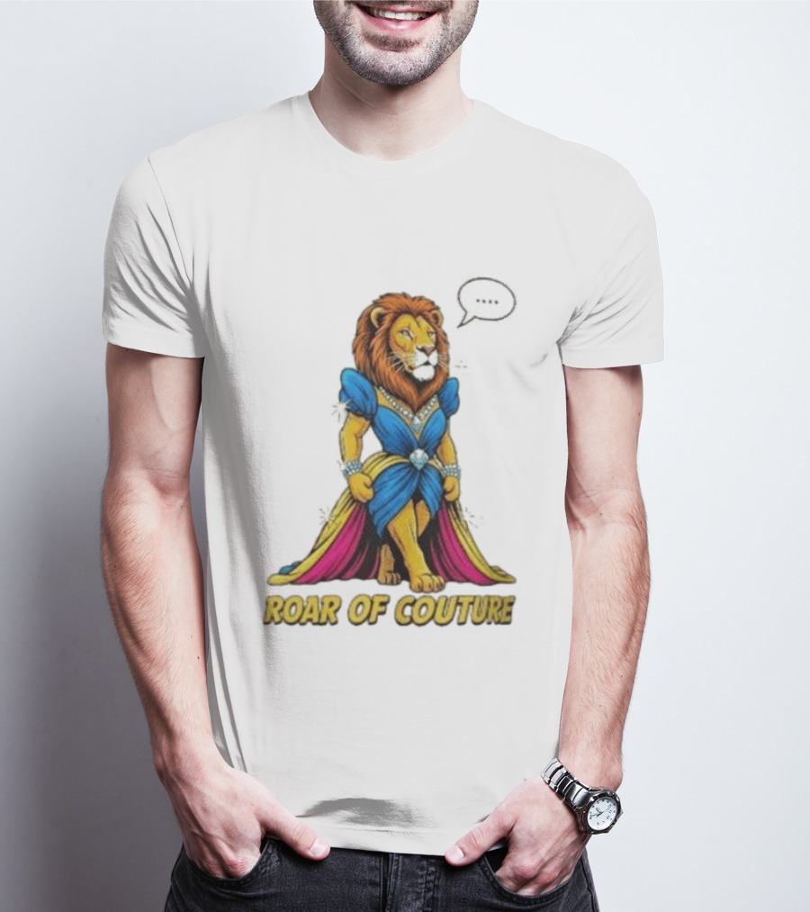 Roar Of Couture Elegant Lion In Royal Blue Gown T-Shirt