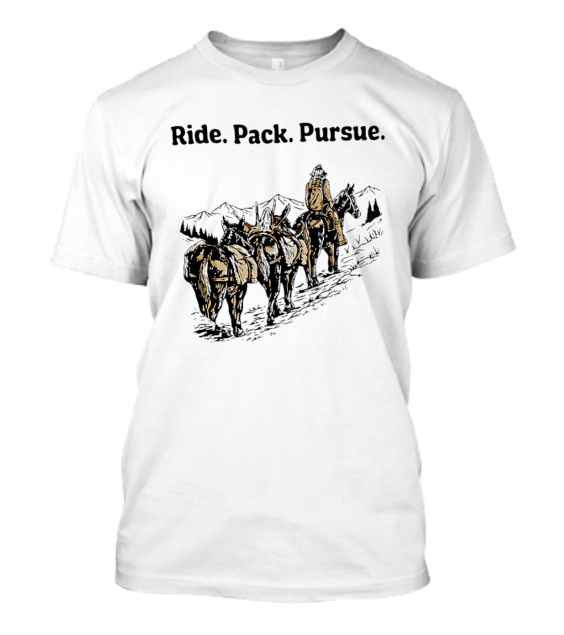 Mountain Wilderness Backcountry Ride Pack Pursue Mules Expedition Journey T-Shirt