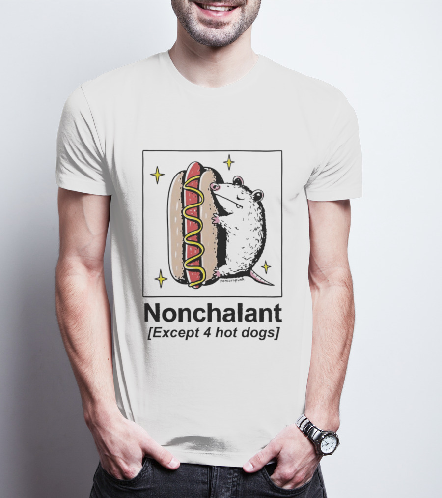 Mouse Hugging Hot Dog Nonchalant Except 4 Hot Dogs T-Shirt