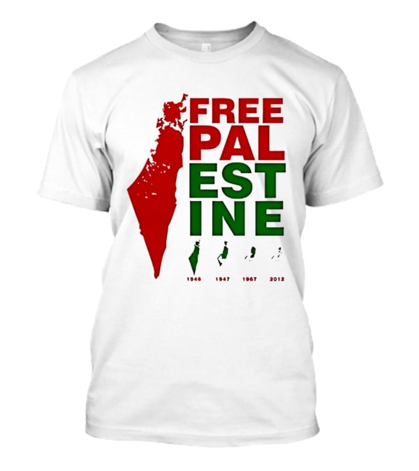 Free Palestine 1946 1947 1967 2012 Map T-Shirt