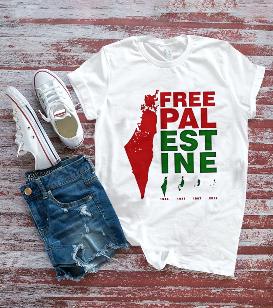 Free Palestine 1946 1947 1967 2012 Map T-Shirt