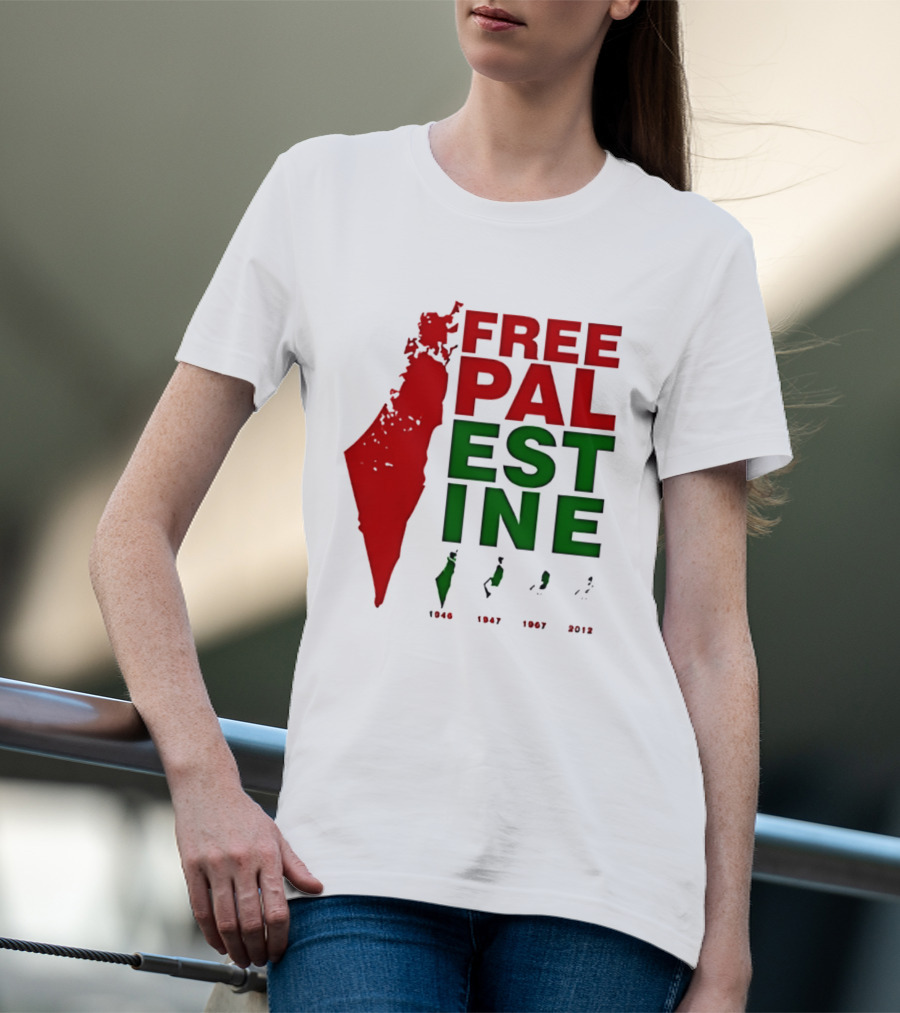 Free Palestine 1946 1947 1967 2012 Map T-Shirt