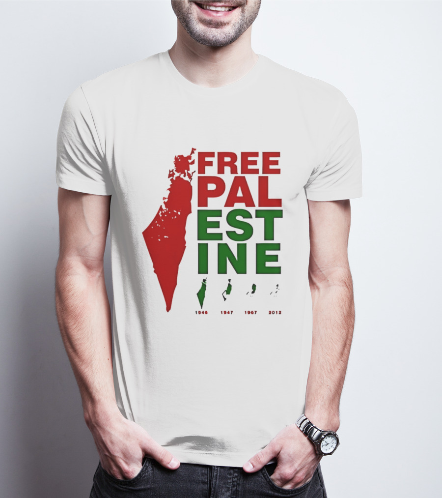 Free Palestine 1946 1947 1967 2012 Map T-Shirt