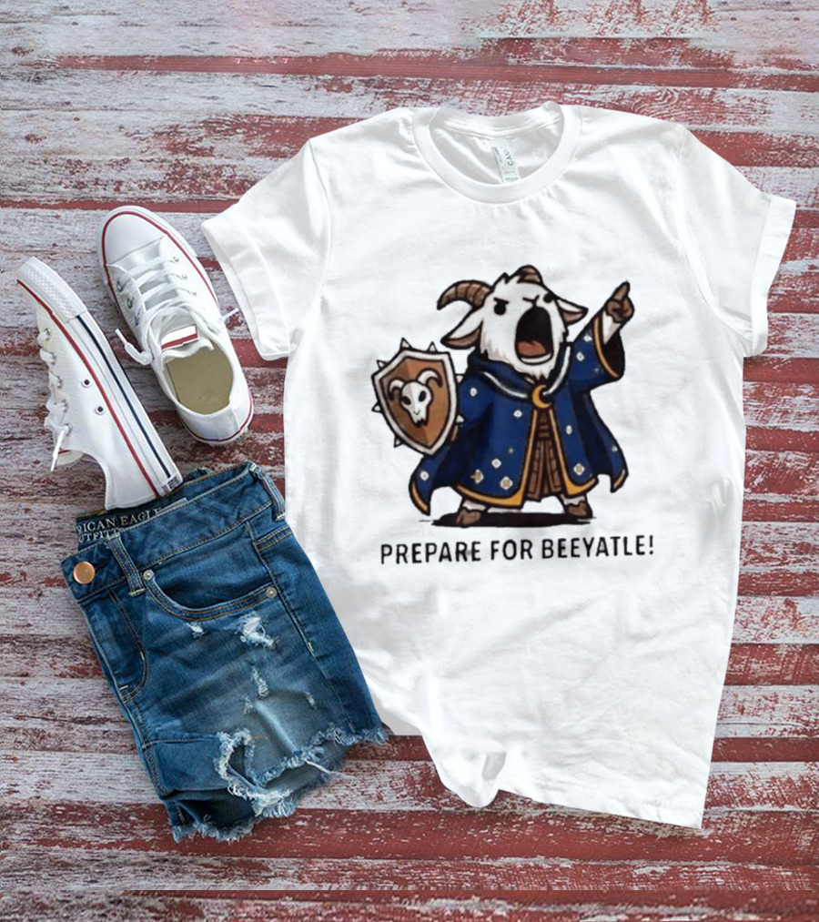 Wizard Goat Prepare For Beeyatle Fantasy Battle Mage Cloak Shield T-Shirt