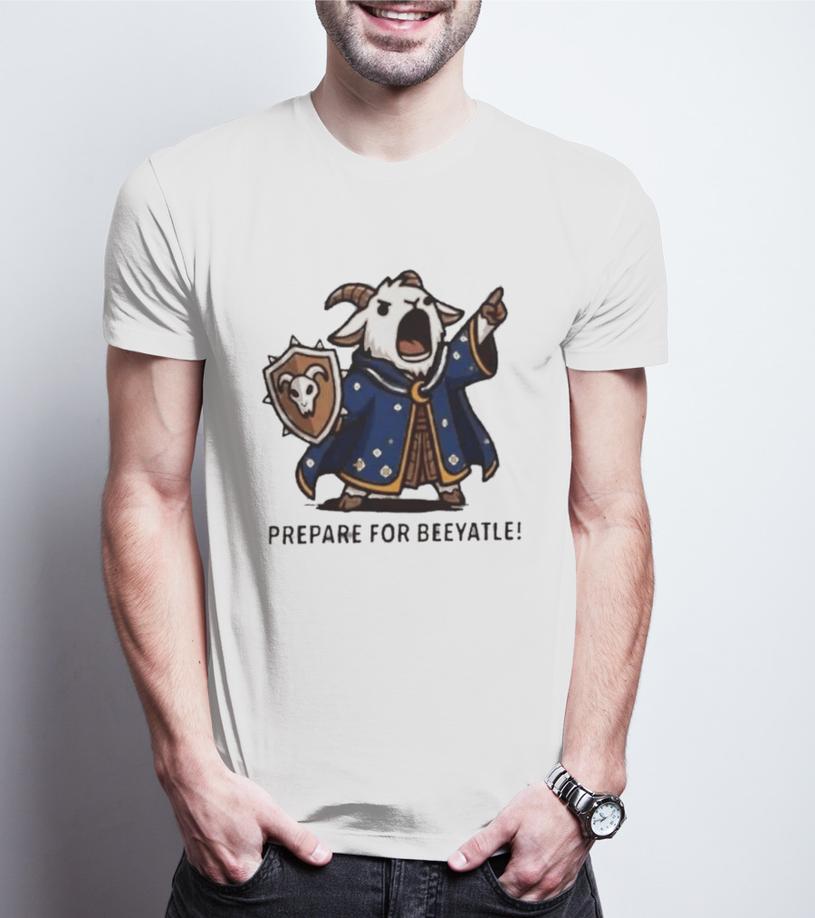Wizard Goat Prepare For Beeyatle Fantasy Battle Mage Cloak Shield T-Shirt