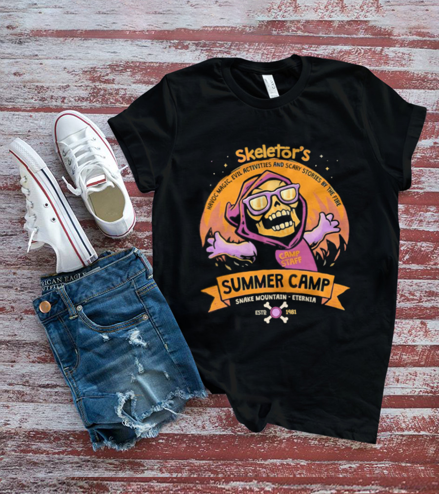 Skeletor's Summer Camp Havoc Magic Evil Activities Scary Stories Snake Mountain Eternia Estd 1981 T-Shirt