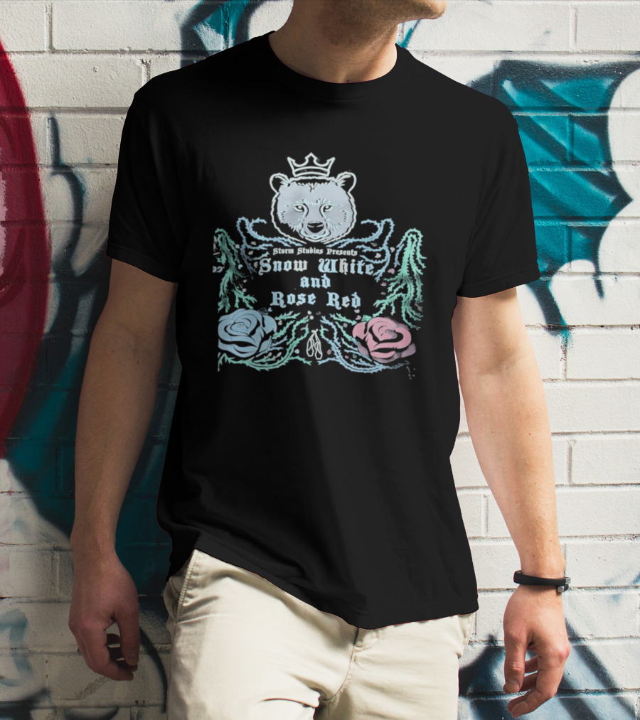 Storm Studios Presents Snow White And Rose Red Bear Crown Roses T-Shirt