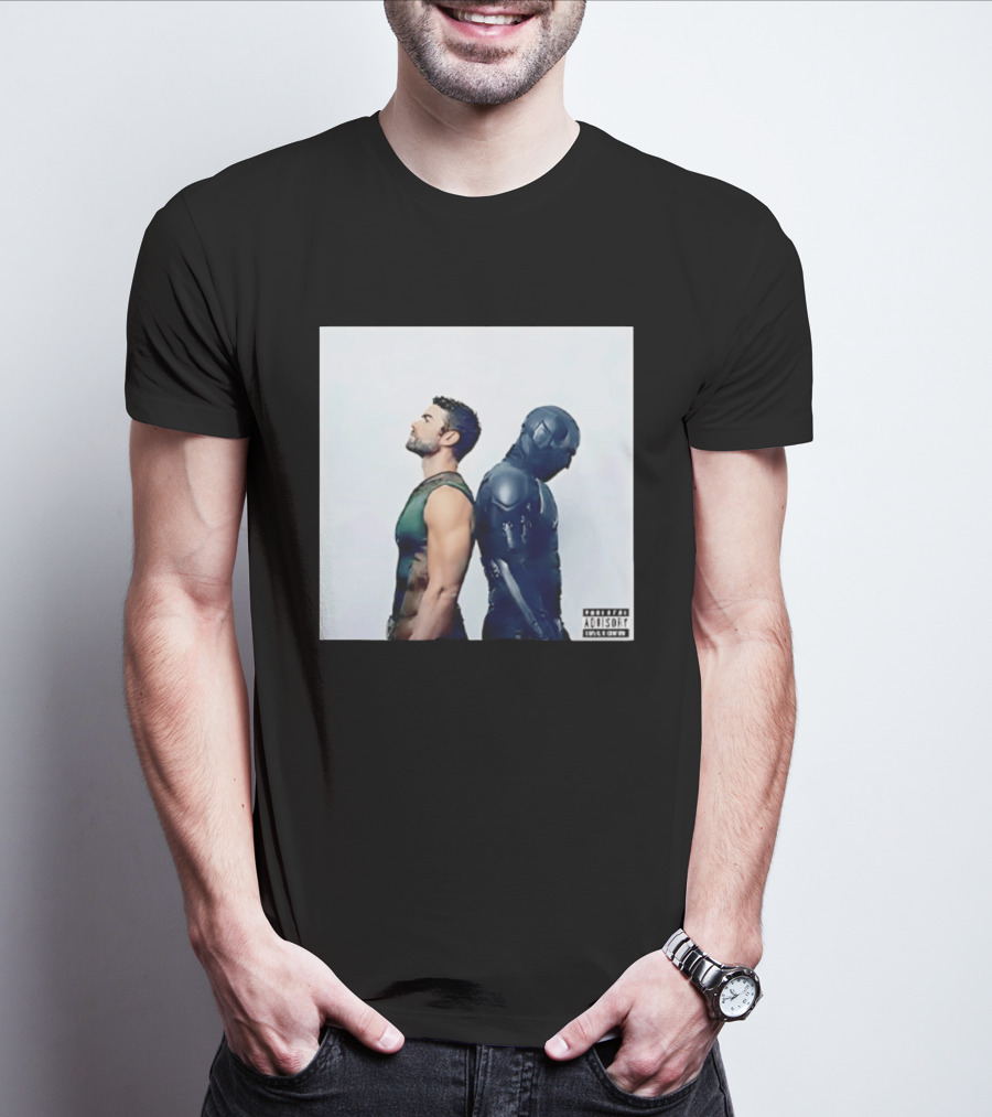 The Deep And Black Noir The Boys Parental Advisory Iconic Character Duo T-Shirt