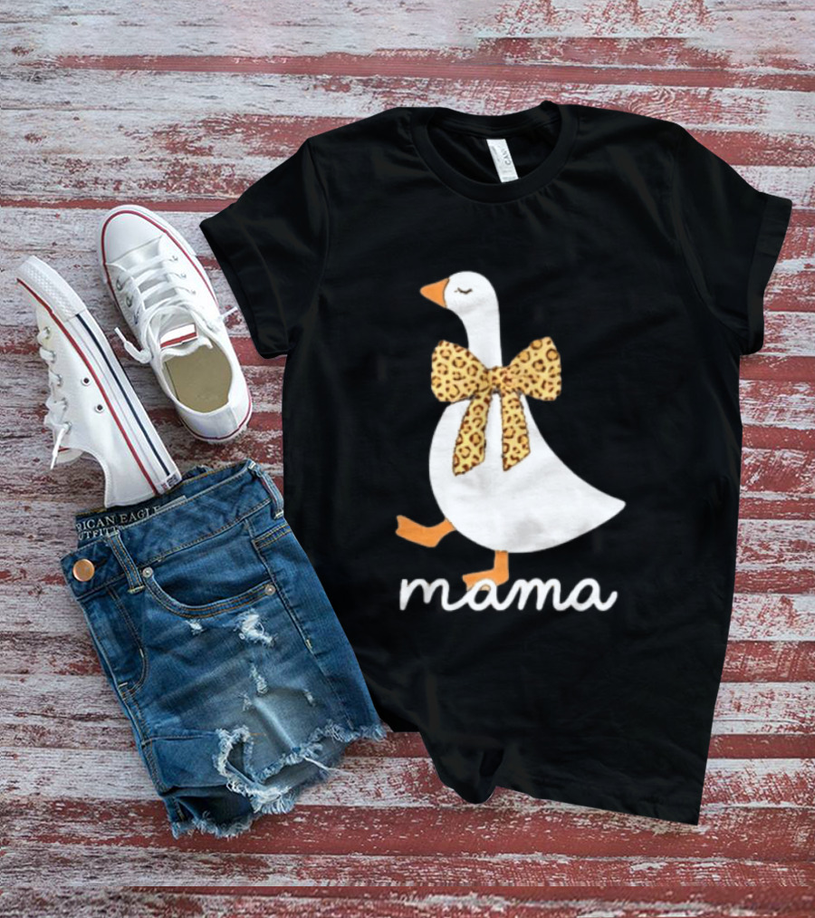 Leopard Bow Goose Mama Cute Animal Print T-Shirt