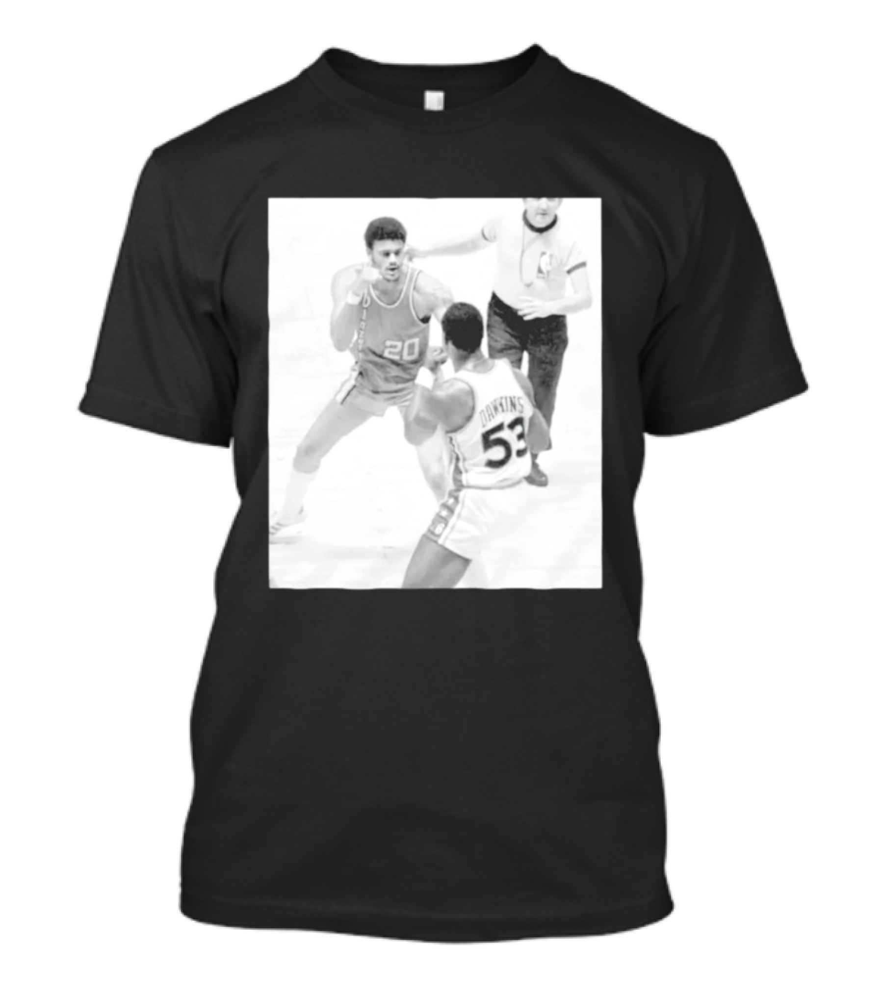 NBA Vintage Showdown Maurice Lucas Vs Darryl Dawkins Black White 20 53 T-Shirt