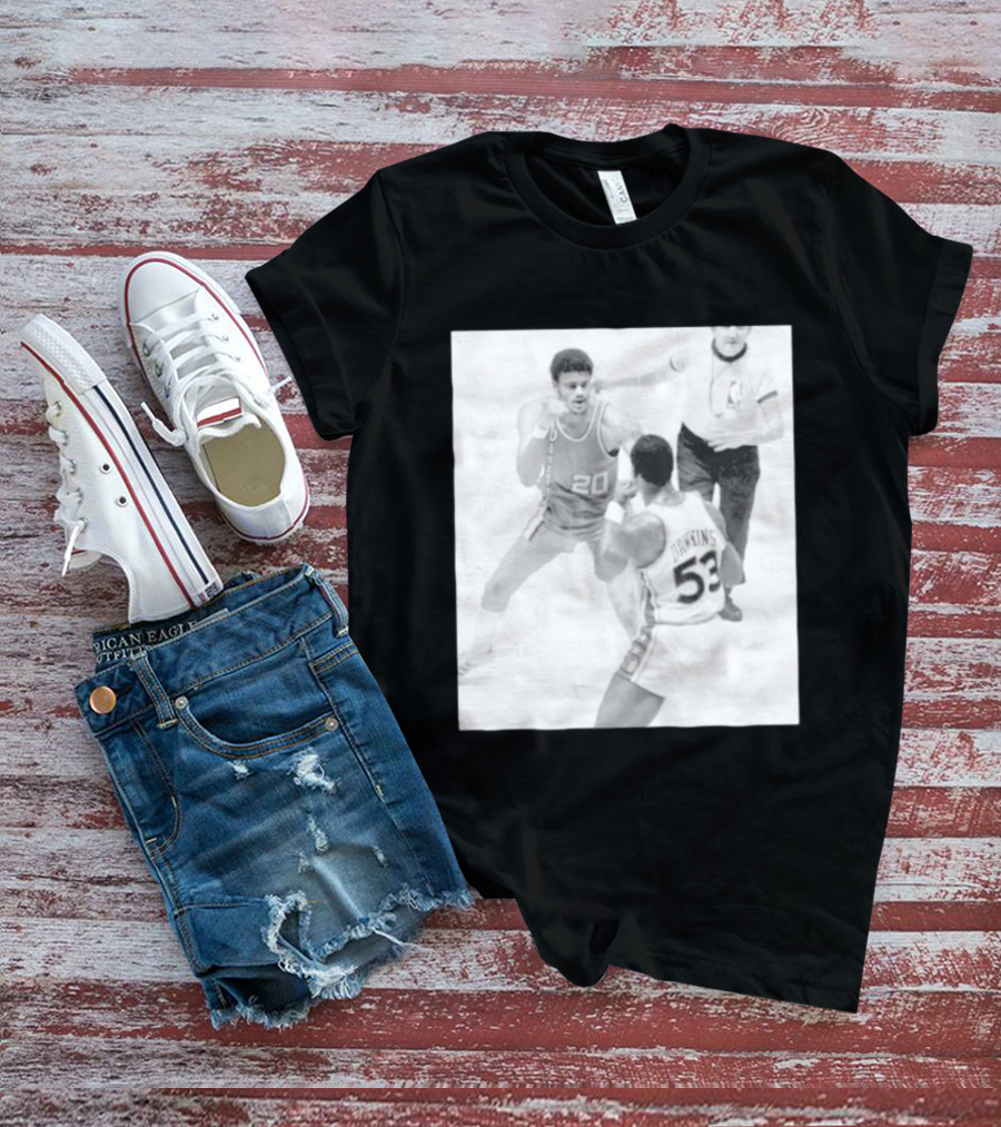 NBA Vintage Showdown Maurice Lucas Vs Darryl Dawkins Black White 20 53 T-Shirt