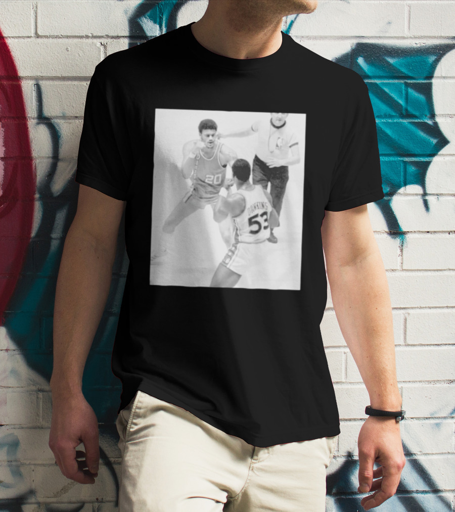 NBA Vintage Showdown Maurice Lucas Vs Darryl Dawkins Black White 20 53 T-Shirt