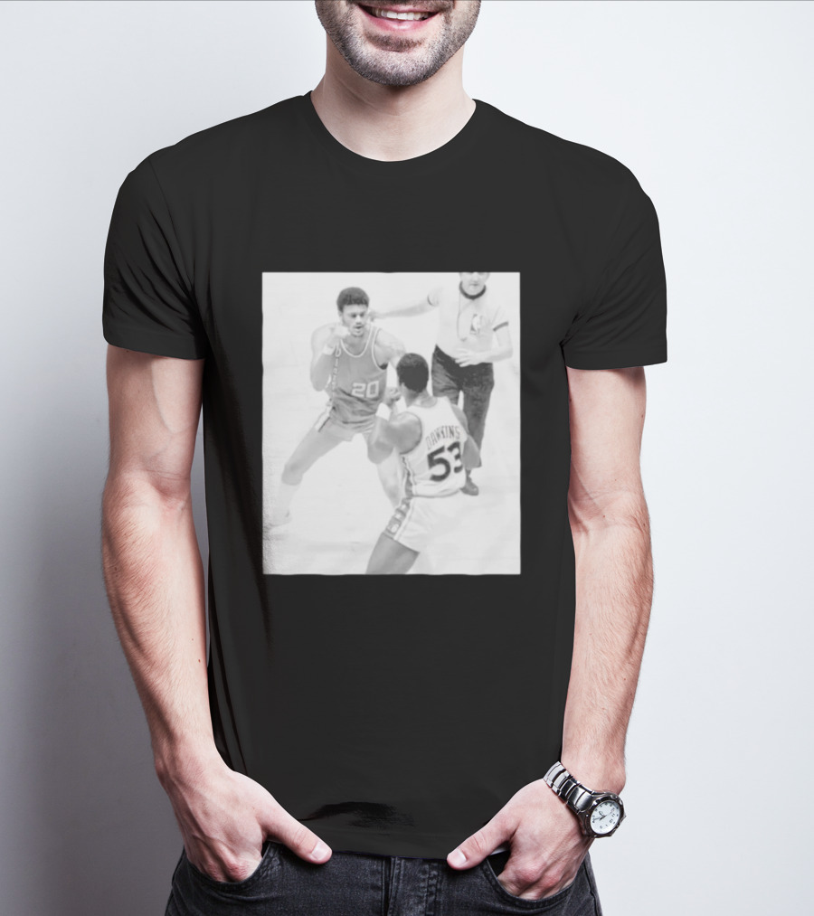 NBA Vintage Showdown Maurice Lucas Vs Darryl Dawkins Black White 20 53 T-Shirt