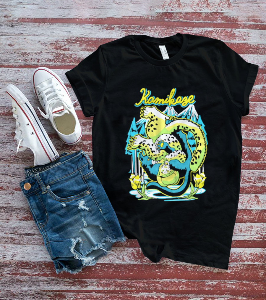 Kamikaze Dragon With Mountain And Lotus T-Shirt