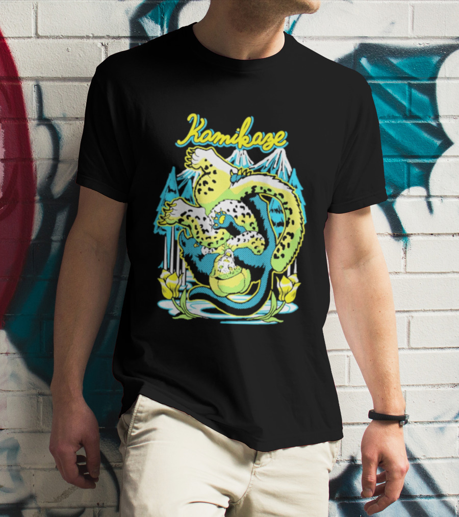Kamikaze Dragon With Mountain And Lotus T-Shirt