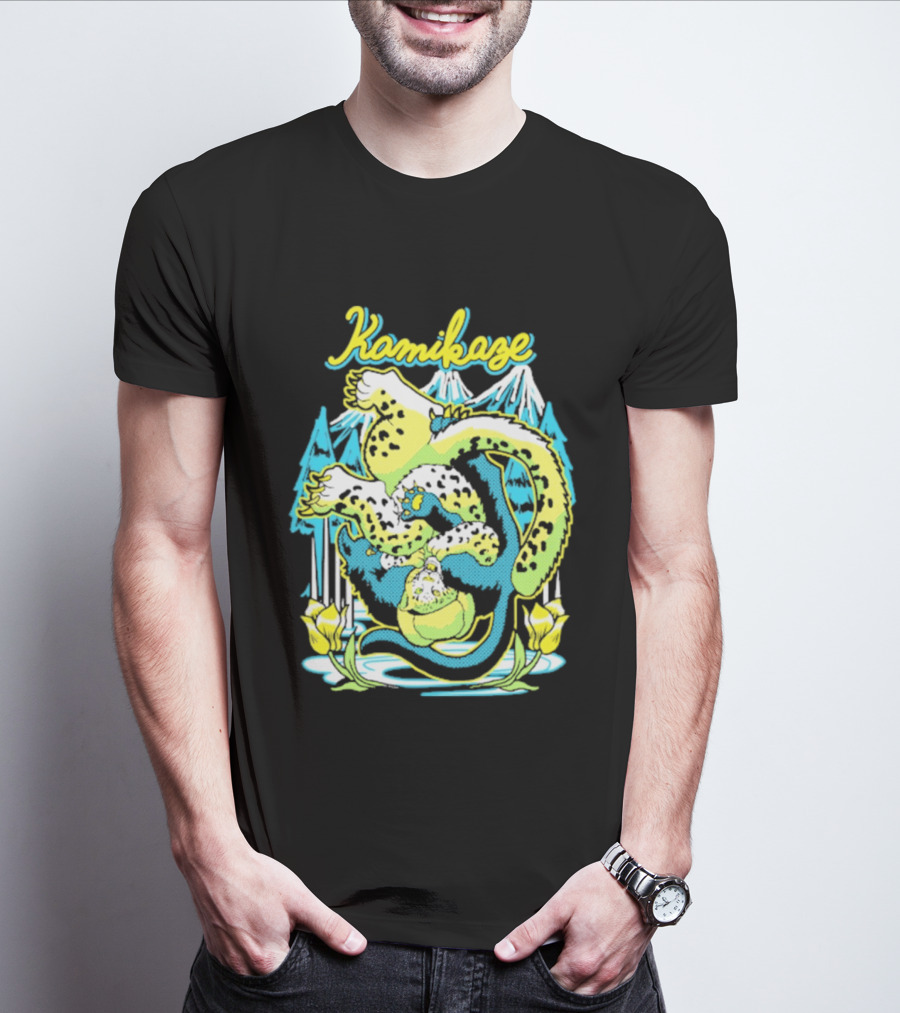 Kamikaze Dragon With Mountain And Lotus T-Shirt