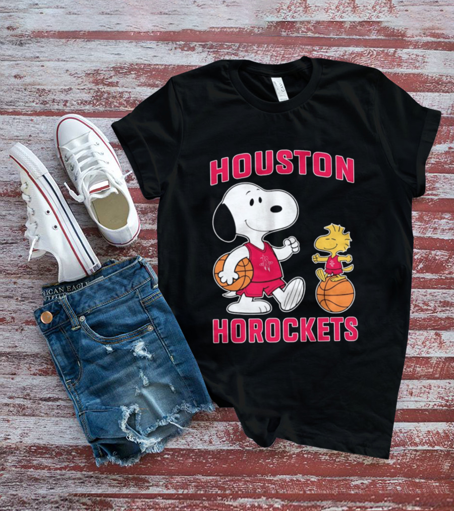 Snoopy Woodstock Houston Rockets Basketball Team T-Shirt