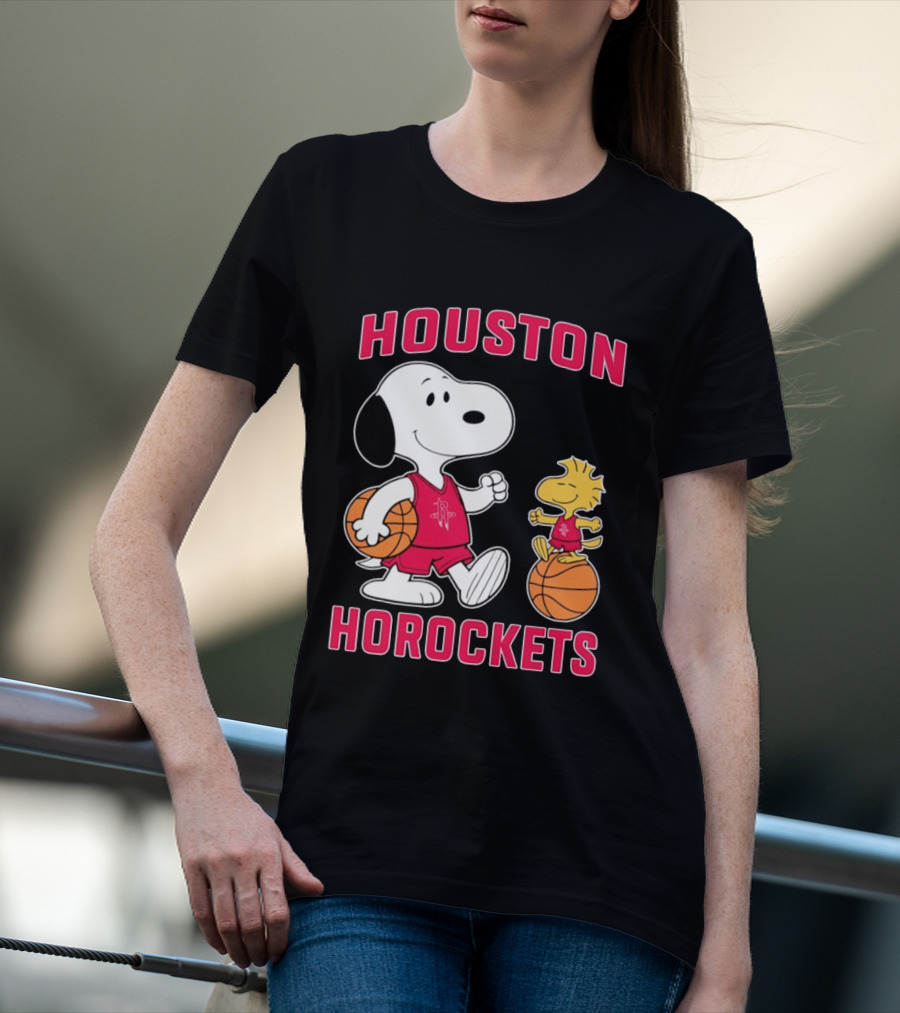 Snoopy Woodstock Houston Rockets Basketball Team T-Shirt