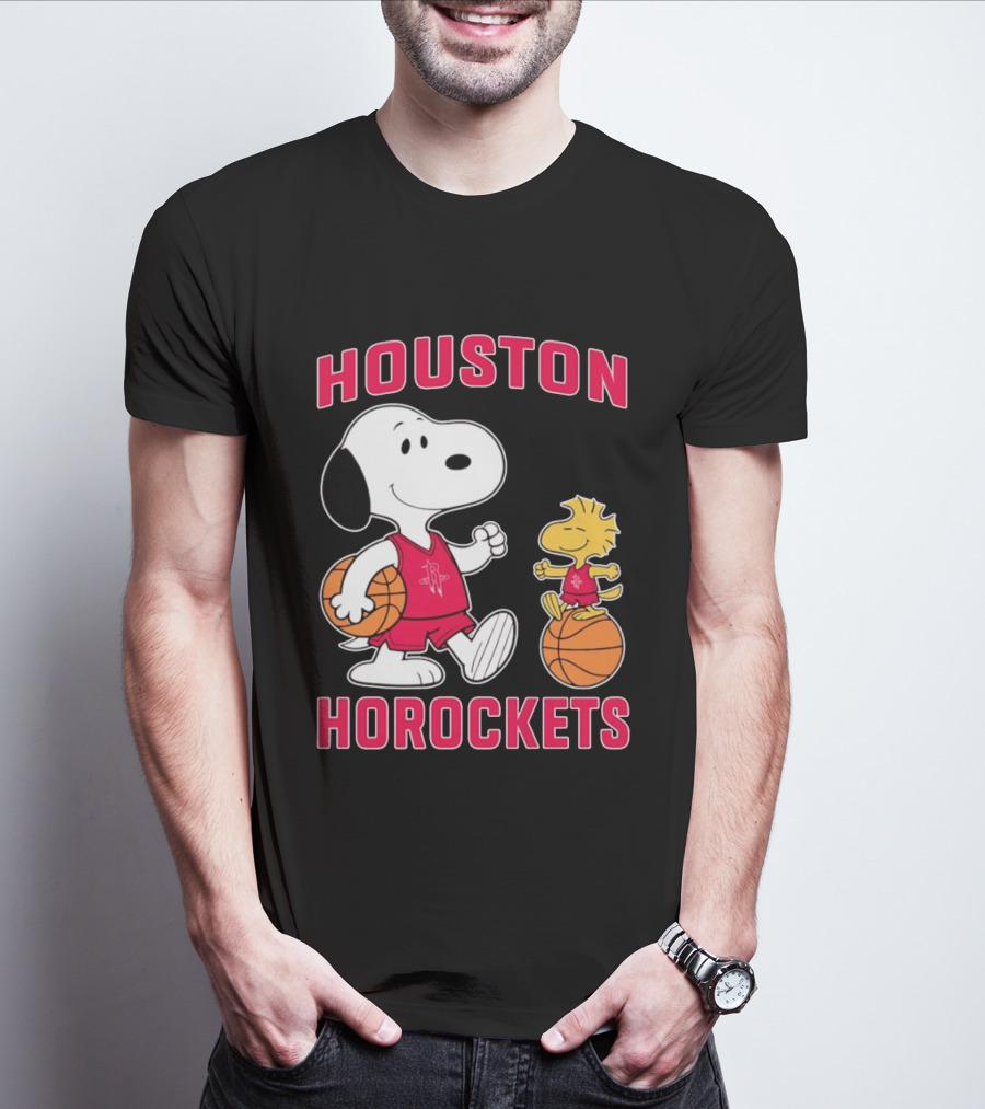 Snoopy Woodstock Houston Rockets Basketball Team T-Shirt