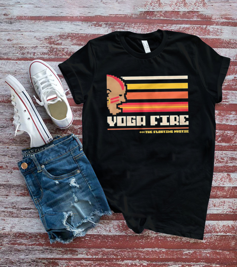 Yoga Fire The Floating Mystic Retro Pixel T-Shirt