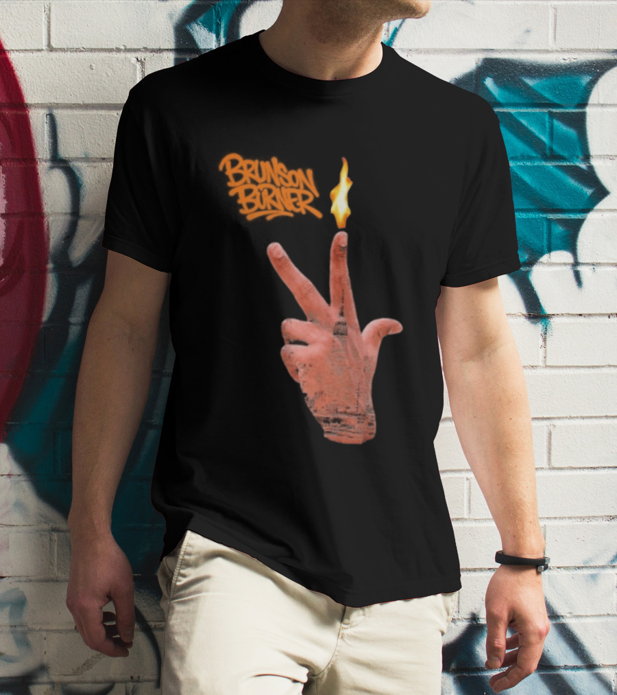 Brunson Burner Flame Hand New York Knicks Jalen Brunson T-Shirt