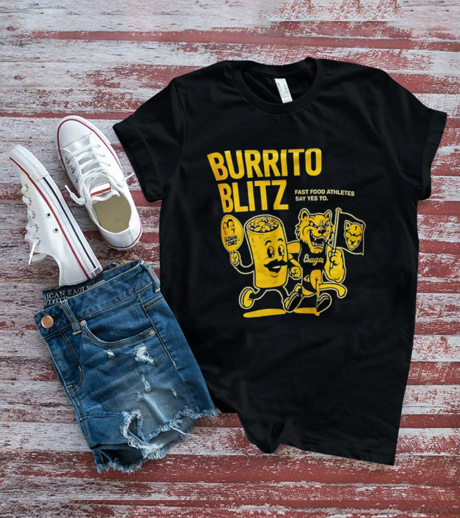 Burrito Blitz Fast Food Athletes Say Yes To Playful Mascot Race T-Shirt