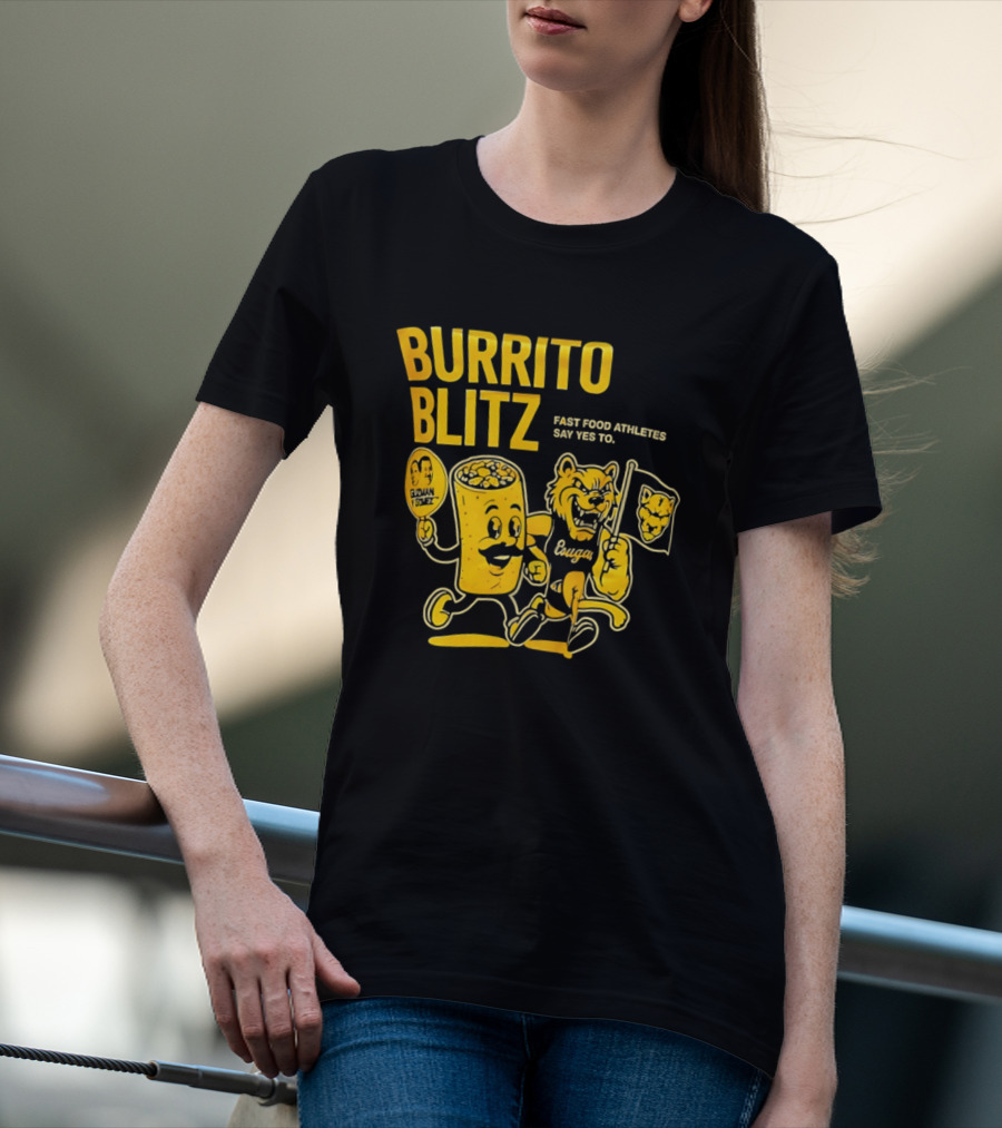 Burrito Blitz Fast Food Athletes Say Yes To Playful Mascot Race T-Shirt